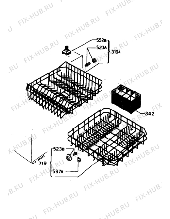 Взрыв-схема посудомоечной машины Zanussi IT4518 - Схема узла Baskets, tubes 061